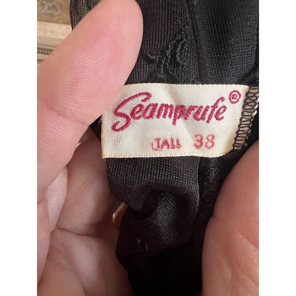 Vintage Seamprufe Sz 38 tall Nylon Black Full Slip Dress 1950's Sissy Pinup - Picture 2 of 7